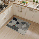 Abstract Geometric Area Rug in Black White Grey Red