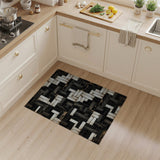 Black White Distressed Wood Plank Patchwork Rug