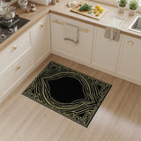 Ornate Gold Art Deco Border Area Rug