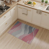 Wavy Pink Grey Abstract Area Rug