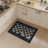 Modern Black White Geometric Checkerboard Area Rug