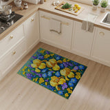 Vibrant Yellow Iris Floral Area Rug