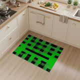 Vibrant Green Black Checkered Geometric Rug