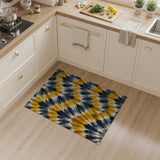 Bold Yellow Black Zigzag Wave Area Rug