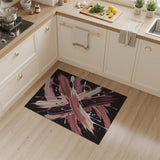 ODIKA Abstract Brushstroke Pink Washable Area Rug - Low Pile Non-Slip Modern Carpet