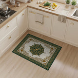 Ornate Green Gold Medallion Persian Area Rug