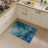 Teal Blue Abstract Wave Layers Area Rug