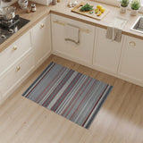 Modern Grey Striped Area Rug with Red Accents