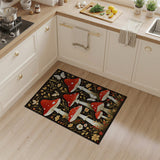 Whimsical Red Mushroom Floral Area Rug