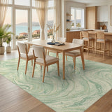 Green Marble Swirl Washable Area Rug