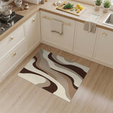 Abstract Area Wavy Brown Abstract Area Rug