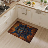 Ornate Compass Rose Distressed Area Rug