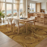 Brown Tan Swirl Abstract Area Rug