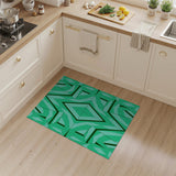 Teal Green Geometric Diamond Area Rug