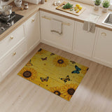 Sunflower Butterfly Yellow Barnwood Area Rug