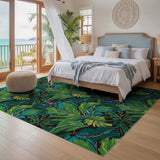 ODIKA Tropical Botanical Leaf Washable Rug - Non-Slip Low Pile Area Rug