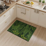 Vibrant Green Leaf Striped Area Rug