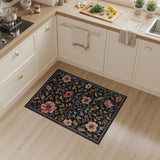 Navy Pink Poppy Floral Vintage Area Rug