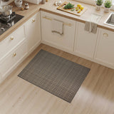 Brown Tan Plaid Woven Fringe Area Rug