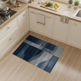 Navy Blue Abstract Wave Stripe Area Rug