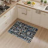 Modern Blue Geometric Arch Area Rug