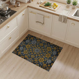 Gold Silver Rose Mandala Area Rug
