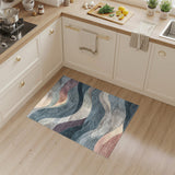 Abstract Blue Teal Wave Abstract Area Rug