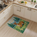 Whimsical Cartoon Fawn in Forest Meadow Area Rug