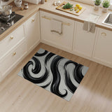Dynamic Black Brush Stroke Abstract Area Rug