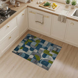 Modern Geometric Navy Blue Teal Area Rug