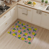 Vibrant Lemon Fruit Pattern Pink Area Rug