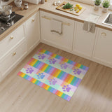 Kids Cartoon Multi-color and Patterns Rainbow Paw Print Kids Area Rug