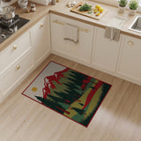 Sunlit Red Mountain Pine Forest Wildlife Rug