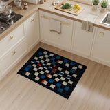 Geometric Modern Block Rug in Blue Red Black