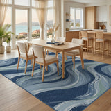 Wave Blue Wave Coastal Area Rug