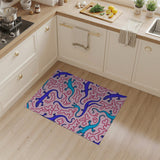 Playful Cartoon Lizard Pink Area Rug