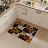 Distressed Brown Tan Patchwork Area Rug