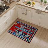 Geometric Cityscape Skyline Area Rug