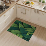 Green Lush Overlapping Green Leaf Area Rug