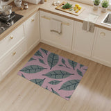 Blush Pink Grey Leaf Pattern Area Rug