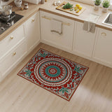 Vibrant Red Teal Mandala Persian Area Rug