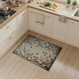 Vintage Peach Blossom Butterfly Floral Rug