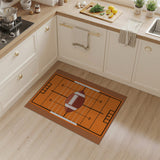 Orange Football Field Area Rug with Centered Ball