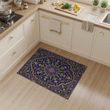 Ornate Purple Thistle Medallion Area Rug