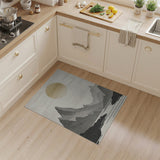 Geometric Grey Mountains Golden Sun Rug