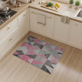 Pink Pink Grey Geometric Triangle Area Rug