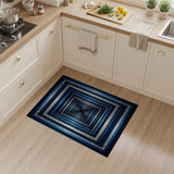 Navy Blue Silver Tunnel Illusion Area Rug