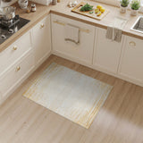 Distressed Vintage Beige Gold Striped Area Rug