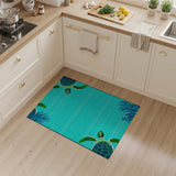 Coastal Beach Teal Sea Turtle Coastal Area Rug