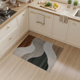Beige and Neutral Wavy Beige Grey Abstract Area Rug